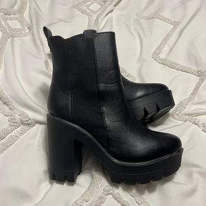 Black platform boots